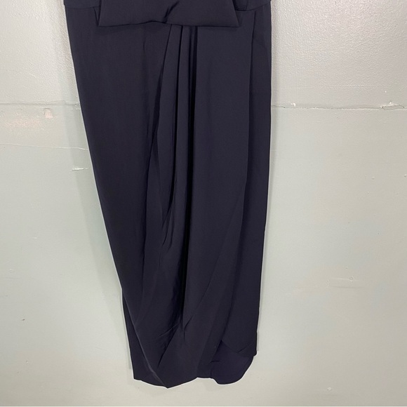 Shona Joy Navy Blue Core Knot Dress Sz 8 Halter Neck Midi - Picture 4 of 8